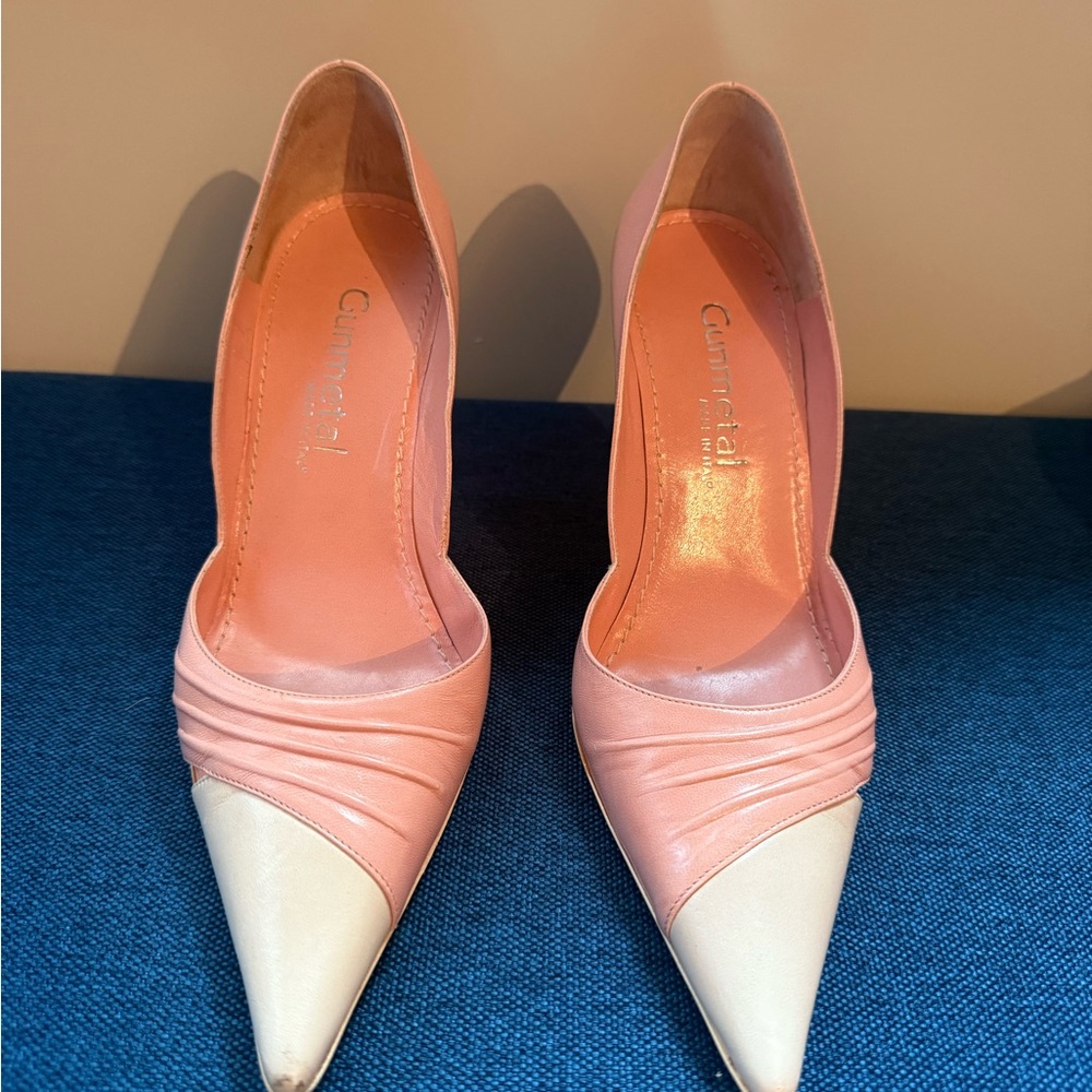 Gunmetal Pink and Cream Heels pumps shoes 35.5